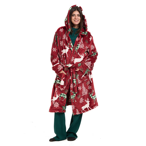 Snuggs Blanket Robe Red Deer Christmas